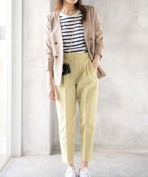 WHITE JOOLA | PrimeFlex紫外線防止＆撥水＆接触冷感＆ストレッチ！多機能・美ラインテーパードカラーパンツ(スラックス)