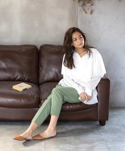 WHITE JOOLA（ホワイトジョーラ）の「PrimeFlex紫外線防止＆撥水＆接触冷感＆ストレッチ！多機能・美ラインテーパードカラーパンツ（スラックス・レディース・ホワイト/ブラック/ブルー/グリーン/イエロー/ピンク・61/64/67）」の16枚目の写真