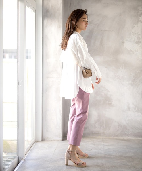 WHITE JOOLA（ホワイトジョーラ）の「PrimeFlex紫外線防止＆撥水＆接触冷感＆ストレッチ！多機能・美ラインテーパードカラーパンツ（スラックス・レディース・ホワイト/ブラック/ブルー/グリーン/イエロー/ピンク・61/64/67）」の7枚目の写真