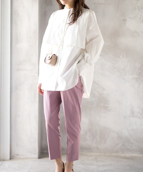 WHITE JOOLA（ホワイトジョーラ）の「PrimeFlex紫外線防止＆撥水＆接触冷感＆ストレッチ！多機能・美ラインテーパードカラーパンツ（スラックス・レディース・ホワイト/ブラック/ブルー/グリーン/イエロー/ピンク・61/64/67）」の15枚目の写真