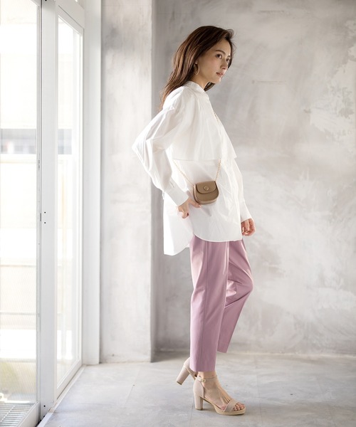 WHITE JOOLA（ホワイトジョーラ）の「PrimeFlex紫外線防止＆撥水＆接触冷感＆ストレッチ！多機能・美ラインテーパードカラーパンツ（スラックス・レディース・ホワイト/ブラック/ブルー/グリーン/イエロー/ピンク・61/64/67）」の20枚目の写真