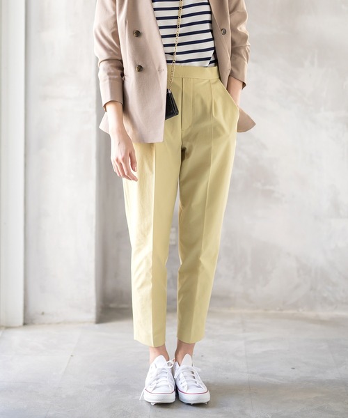 WHITE JOOLA（ホワイトジョーラ）の「PrimeFlex紫外線防止＆撥水＆接触冷感＆ストレッチ！多機能・美ラインテーパードカラーパンツ（スラックス・レディース・ホワイト/ブラック/ブルー/グリーン/イエロー/ピンク・61/64/67）」の18枚目の写真