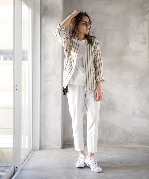 WHITE JOOLA（ホワイトジョーラ）の「PrimeFlex紫外線防止＆撥水＆接触冷感＆ストレッチ！多機能・美ラインテーパードカラーパンツ（スラックス・レディース・ホワイト/ブラック/ブルー/グリーン/イエロー/ピンク・61/64/67）」の12枚目の写真