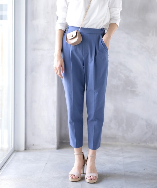 WHITE JOOLA（ホワイトジョーラ）の「PrimeFlex紫外線防止＆撥水＆接触冷感＆ストレッチ！多機能・美ラインテーパードカラーパンツ（スラックス・レディース・ホワイト/ブラック/ブルー/グリーン/イエロー/ピンク・61/64/67）」の13枚目の写真