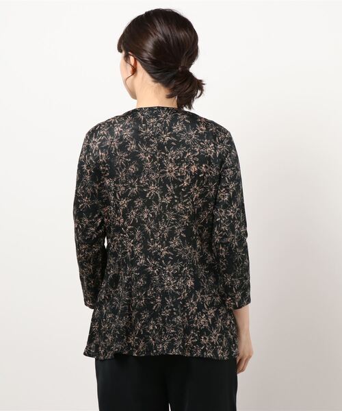 GGD（ジージーディー）の「HAVE A NICE TRIP / ファインウォッシャブル麻キカ花カーディガン（カーディガン/ボレロ・レディース・ブラック/グリーン/ネイビー・M/L/LL/3L）」の4枚目の写真