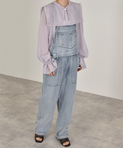 w closet（ダブルクローゼット）の「スリムオーバーオール（サロペット/オーバーオール・レディース・ダークベージュ/ケミカルウォッシュ/サンドベージュ・FREE）」の3枚目の写真