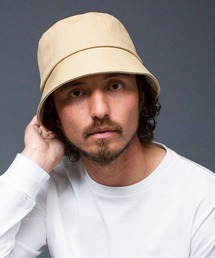 COTTON HERRINGBONE BUCKET HAT：コットン ヘリンボーン バケット ハット