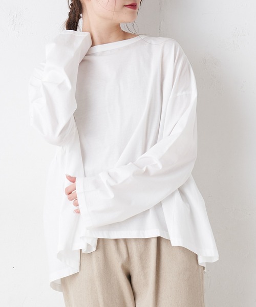 PUAL CE CIN（ピュアルセシン）の「【Du noir】シルケットプルオーバー（Tシャツ/カットソー・レディース・ブラック/ホワイト/ライトグレー・FREE）」の4枚目の写真