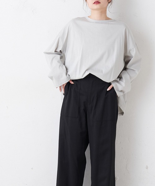 PUAL CE CIN（ピュアルセシン）の「【Du noir】シルケットプルオーバー（Tシャツ/カットソー・レディース・ブラック/ホワイト/ライトグレー・FREE）」の14枚目の写真