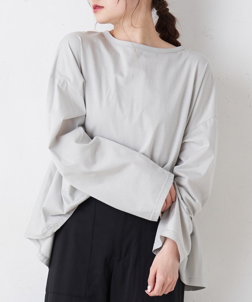 PUAL CE CIN（ピュアルセシン）の「【Du noir】シルケットプルオーバー（Tシャツ/カットソー・レディース・ブラック/ホワイト/ライトグレー・FREE）」の12枚目の写真