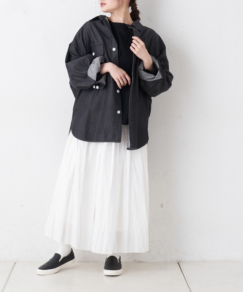 PUAL CE CIN（ピュアルセシン）の「【Du noir】シルケットプルオーバー（Tシャツ/カットソー・レディース・ブラック/ホワイト/ライトグレー・FREE）」の22枚目の写真
