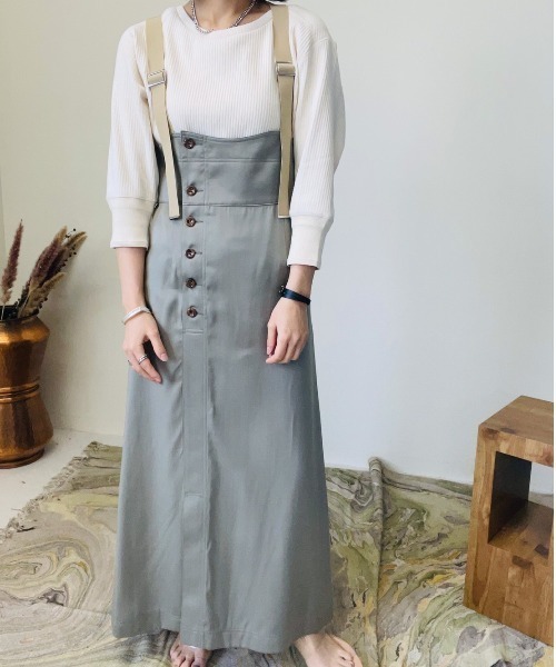 TEVALT(ヴァレット)の「チノライクサテンジャンパースカート(サロペット/オーバーオール・レディース・ライトカーキ/ブラック/ベージュ・38)」の3枚目の写真