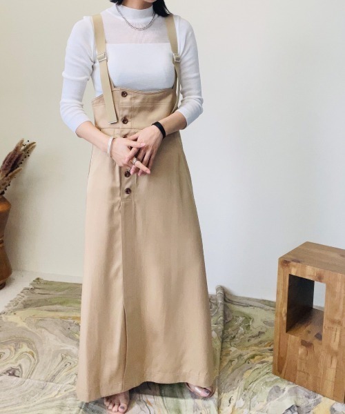 TEVALT(ヴァレット)の「チノライクサテンジャンパースカート(サロペット/オーバーオール・レディース・ライトカーキ/ブラック/ベージュ・38)」の11枚目の写真