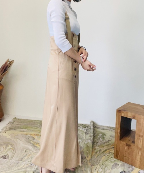 TEVALT(ヴァレット)の「チノライクサテンジャンパースカート(サロペット/オーバーオール・レディース・ライトカーキ/ブラック/ベージュ・38)」の10枚目の写真
