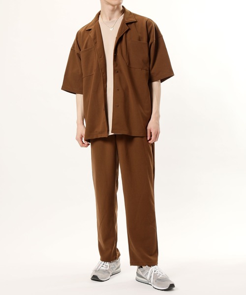 TopIsm（トップイズム）の「半袖オープンカラー 梨地シャツジャケット＆ワイドパンツ セットアップ（セットアップ・メンズ・ブラック/ベージュ/ブラウン/グレー系その他・M/L）」の14枚目の写真