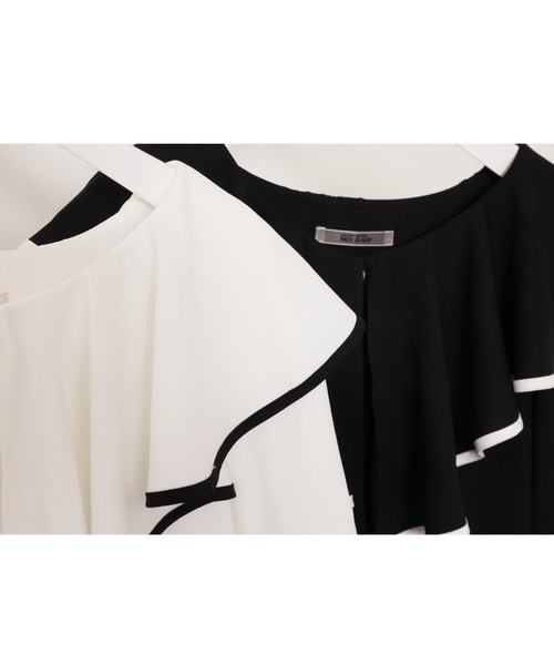 one after another NICE CLAUP（ワンアフターアナザーナイスクラップ）の「パイピングフリルブラウス（シャツ/ブラウス・レディース・ブラック/オフホワイト・FREE）」の12枚目の写真