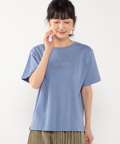 DECOY SINCE 1981(デコイシンスイチキュウハチイチ)の「ひやさらコットンロゴ刺しゅうプルオーバー(Tシャツ/カットソー・レディース・ブルー/ホワイト/ネイビー・L/M/LL)」の3枚目の写真