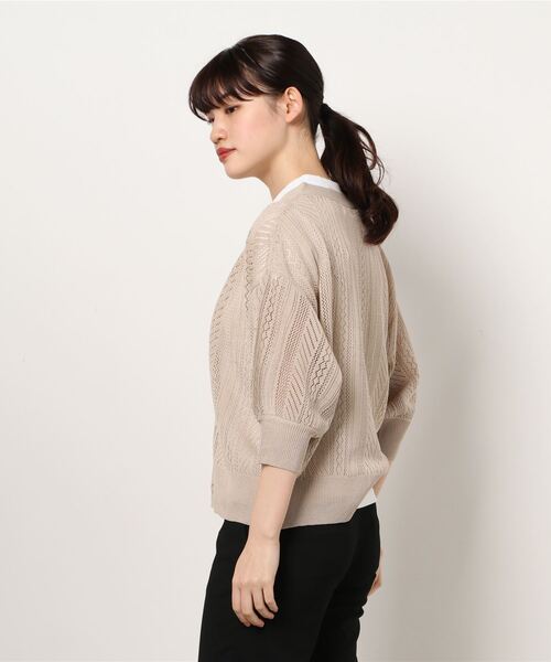 Cepica（セピカ）の「透かし柄ショートカーディガン（カーディガン/ボレロ・レディース・ブラック/ベージュ・FREE）」の4枚目の写真