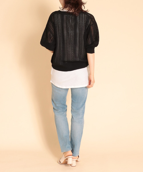 Cepica（セピカ）の「透かし柄ショートカーディガン（カーディガン/ボレロ・レディース・ブラック/ベージュ・FREE）」の8枚目の写真