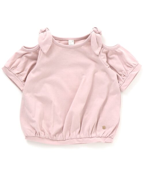 apres les cours（アプレレクール）の「/オープンショルダー肩りぼんトップス（Tシャツ/カットソー・キッズ・ブルー/ミント/ネイビー/オレンジ/ピンク/イエロー・90/100/110/120/130/140/80）」の5枚目の写真