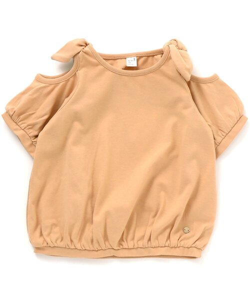 apres les cours（アプレレクール）の「/オープンショルダー肩りぼんトップス（Tシャツ/カットソー・キッズ・ブルー/ミント/ネイビー/オレンジ/ピンク/イエロー・90/100/110/120/130/140/80）」の6枚目の写真