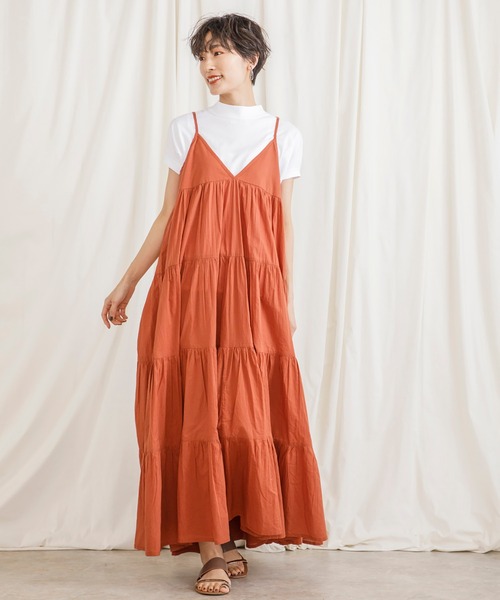 CIENA（シエナ）の「ティアードキャミワンピース（ワンピース・レディース・ブラック/ブラウン/ダークオレンジ・FREE）」の6枚目の写真