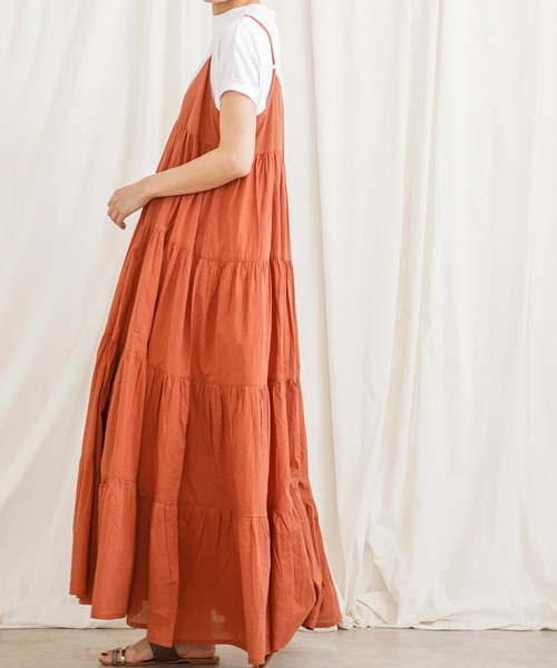 CIENA（シエナ）の「ティアードキャミワンピース（ワンピース・レディース・ブラック/ブラウン/ダークオレンジ・FREE）」の7枚目の写真