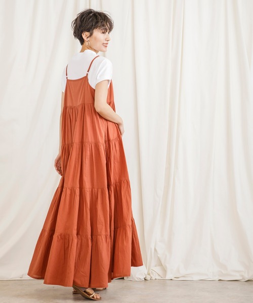 CIENA（シエナ）の「ティアードキャミワンピース（ワンピース・レディース・ブラック/ブラウン/ダークオレンジ・FREE）」の9枚目の写真