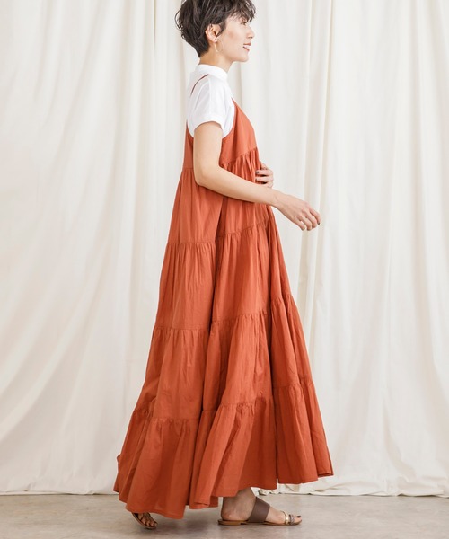 CIENA（シエナ）の「ティアードキャミワンピース（ワンピース・レディース・ブラック/ブラウン/ダークオレンジ・FREE）」の10枚目の写真