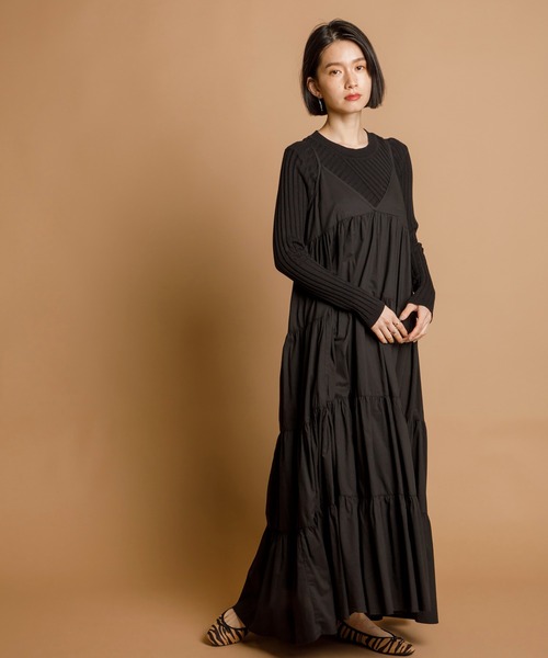 CIENA（シエナ）の「ティアードキャミワンピース（ワンピース・レディース・ブラック/ブラウン/ダークオレンジ・FREE）」の16枚目の写真