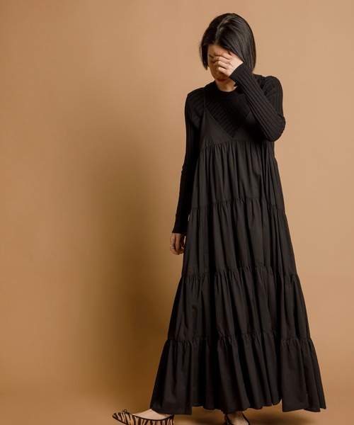 CIENA（シエナ）の「ティアードキャミワンピース（ワンピース・レディース・ブラック/ブラウン/ダークオレンジ・FREE）」の18枚目の写真