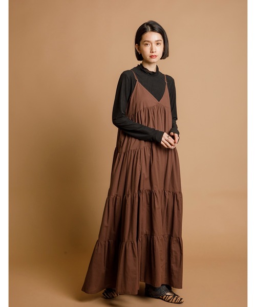 CIENA（シエナ）の「ティアードキャミワンピース（ワンピース・レディース・ブラック/ブラウン/ダークオレンジ・FREE）」の20枚目の写真