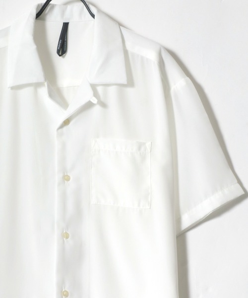 Lazar（ラザル）の「ポリトロ ドレープ リラックス 無地 半袖 オープンカラーシャツ（シャツ/ブラウス・メンズ・ホワイト/ブラック/ベージュ/サックスブルー/グリーン/モカ・LL/M/L）」の2枚目の写真