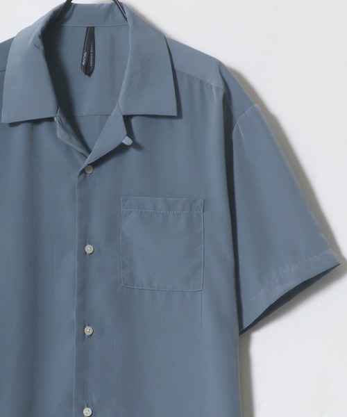 Lazar（ラザル）の「ポリトロ ドレープ リラックス 無地 半袖 オープンカラーシャツ（シャツ/ブラウス・メンズ・ホワイト/ブラック/ベージュ/サックスブルー/グリーン/モカ・LL/M/L）」の6枚目の写真