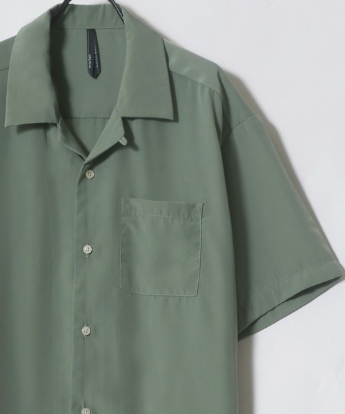 Lazar（ラザル）の「ポリトロ ドレープ リラックス 無地 半袖 オープンカラーシャツ（シャツ/ブラウス・メンズ・ホワイト/ブラック/ベージュ/サックスブルー/グリーン/モカ・LL/M/L）」の5枚目の写真