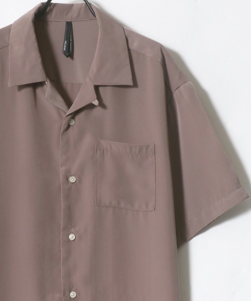 Lazar（ラザル）の「ポリトロ ドレープ リラックス 無地 半袖 オープンカラーシャツ（シャツ/ブラウス・メンズ・ホワイト/ブラック/ベージュ/サックスブルー/グリーン/モカ・LL/M/L）」の4枚目の写真