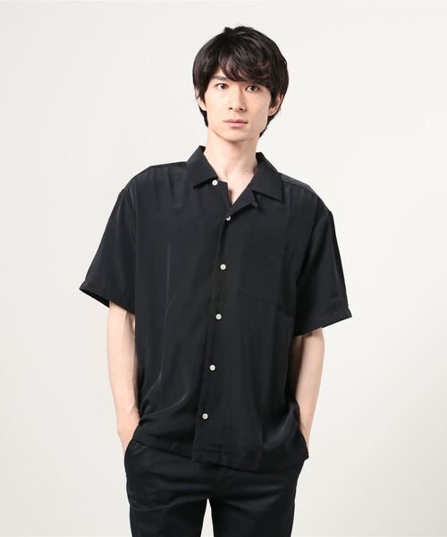 Lazar（ラザル）の「ポリトロ ドレープ リラックス 無地 半袖 オープンカラーシャツ（シャツ/ブラウス・メンズ・ホワイト/ブラック/ベージュ/サックスブルー/グリーン/モカ・LL/M/L）」の20枚目の写真