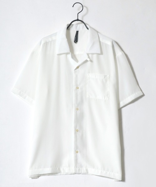 Lazar（ラザル）の「ポリトロ ドレープ リラックス 無地 半袖 オープンカラーシャツ（シャツ/ブラウス・メンズ・ホワイト/ブラック/ベージュ/サックスブルー/グリーン/モカ・LL/M/L）」の7枚目の写真