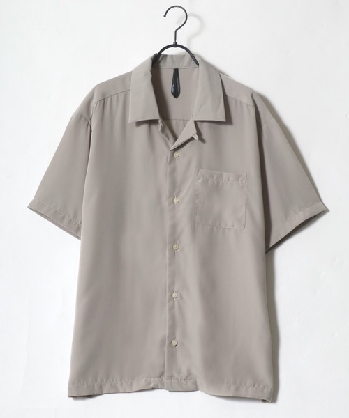 Lazar（ラザル）の「ポリトロ ドレープ リラックス 無地 半袖 オープンカラーシャツ（シャツ/ブラウス・メンズ・ホワイト/ブラック/ベージュ/サックスブルー/グリーン/モカ・LL/M/L）」の10枚目の写真