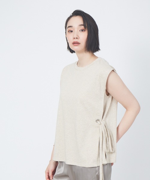 collex（コレックス）の「2WAYウエストリボン リネンライク天竺プルオーバー（Tシャツ/カットソー・レディース・ブラウン/アイボリー・フリー）」の2枚目の写真