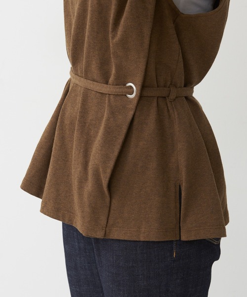 collex（コレックス）の「2WAYウエストリボン リネンライク天竺プルオーバー（Tシャツ/カットソー・レディース・ブラウン/アイボリー・フリー）」の8枚目の写真