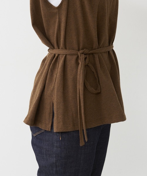 collex（コレックス）の「2WAYウエストリボン リネンライク天竺プルオーバー（Tシャツ/カットソー・レディース・ブラウン/アイボリー・フリー）」の16枚目の写真