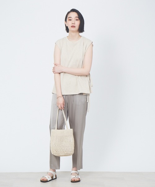 collex（コレックス）の「2WAYウエストリボン リネンライク天竺プルオーバー（Tシャツ/カットソー・レディース・ブラウン/アイボリー・フリー）」の13枚目の写真