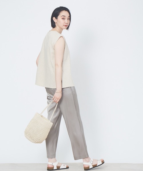 collex（コレックス）の「2WAYウエストリボン リネンライク天竺プルオーバー（Tシャツ/カットソー・レディース・ブラウン/アイボリー・フリー）」の9枚目の写真