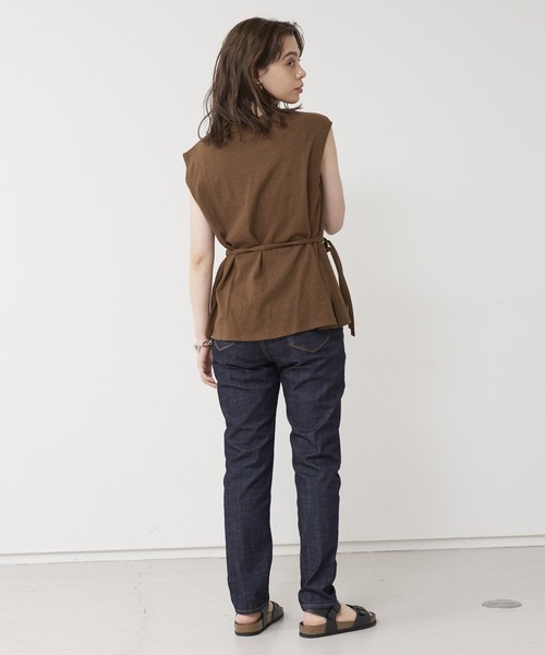 collex（コレックス）の「2WAYウエストリボン リネンライク天竺プルオーバー（Tシャツ/カットソー・レディース・ブラウン/アイボリー・フリー）」の15枚目の写真