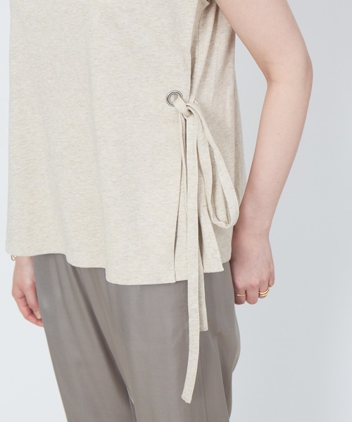 collex（コレックス）の「2WAYウエストリボン リネンライク天竺プルオーバー（Tシャツ/カットソー・レディース・ブラウン/アイボリー・フリー）」の10枚目の写真