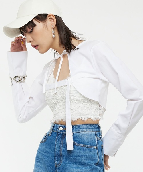 Narcissus(ナルシス)の「【Narcissus】アームカーデ(カーディガン/ボレロ・レディース・ホワイト/ブラック・FREE)」の8枚目の写真