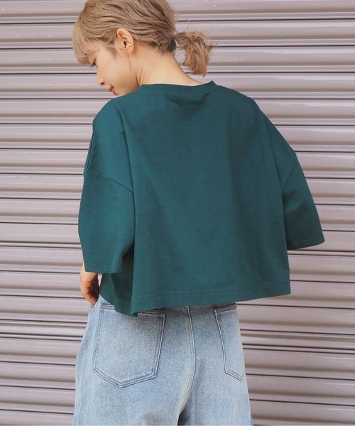 tiptop（ティップトップ）の「2021SS ロゴタタキツケカレッジショート丈Tシャツ（Tシャツ/カットソー・レディース・ブラック/ダークグリーン/オフホワイト・FREE）」の8枚目の写真