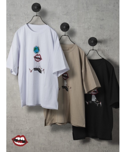 RE730(アールイーセブンサーティー)の「RE730 なみおくん地球儀Tシャツ ビッグシルエット(Tシャツ/カットソー・メンズ・ホワイト/グレイッシュベージュ/ブラック・M/L/XL)」の8枚目の写真