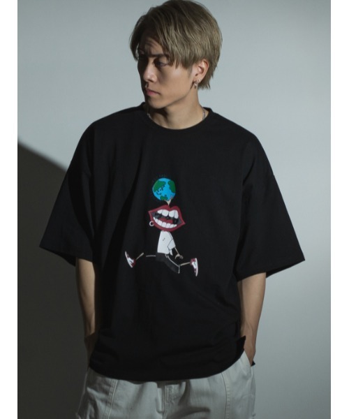 RE730(アールイーセブンサーティー)の「RE730 なみおくん地球儀Tシャツ ビッグシルエット(Tシャツ/カットソー・メンズ・ホワイト/グレイッシュベージュ/ブラック・M/L/XL)」の12枚目の写真